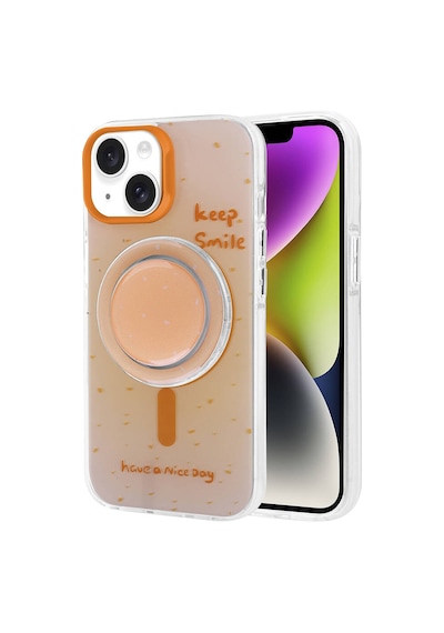 Apple Uyumlu iPhone 14 Kılıf M-safe Şarj Özellikli Tak-çıkar Pop Soketli Zore Tiktok Kapak Mor
