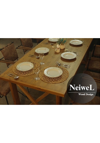 Neiwel Move Doğal Ahşap Yemek Masası-80-260 Açık Ceviz