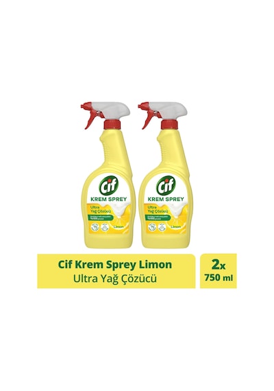 Cif Yüzey Temizleyici Sprey Krem Limon Ultra Yağ Çözücü 2 x 750 ML
