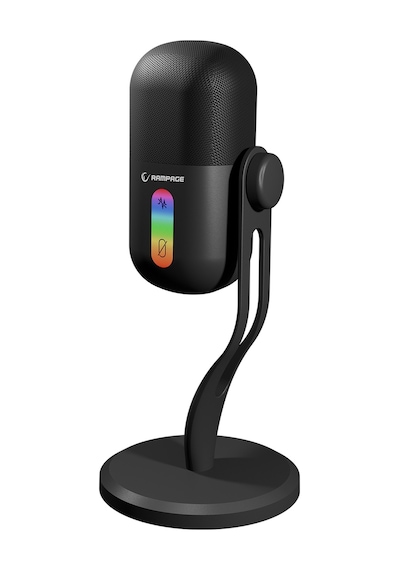 Arpej Rgb Masa Standlı Ses Göstergeli Dokunmatik Oyuncu Mikrofonu Yayıncı Mikrofonu Gaming Beyaz Siyah - ÜRün siyah