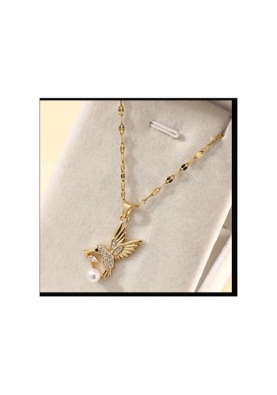 Faux Pearl Zirkonya İşlemeli Ve İnci Detaylı Şık Altın Sarısı
