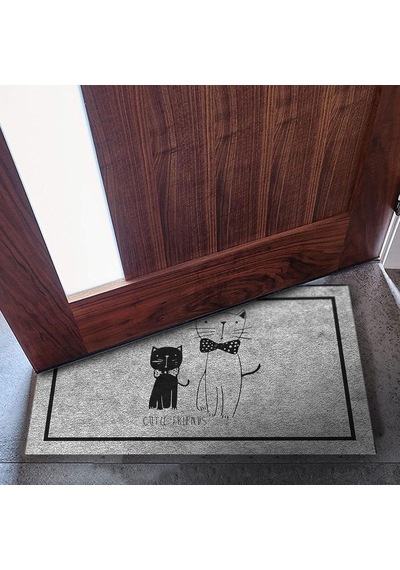 Tasarımlı Dekoratif Kapı Önü Paspas, Dış Mekan/ev İçi/banyo/mutfak/yatak Odası/giriş Paspasları Cute Cats, Çok Renkli