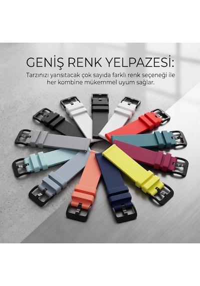 Caseonn Garmin Forerunner 255s Kordon Tokalı Esnek Spor Silikon Kayış Siyah
