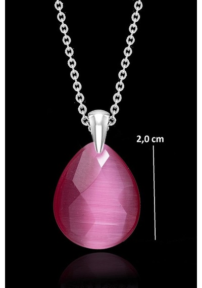 Erilsa Sertifikalı Fasetli Pembe Akik Taşı Kolye - Aaa Kalite Çok Renkli