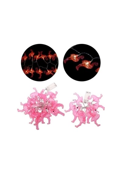 10lu Pilli Led Flamingo Dekoratif Işık Zinciri Aydınlatma 1,5 Mt Çok Renkli