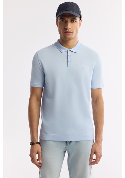 Avva Erkek Açık Mavi Polo Yaka Basic Rayon Triko Regular Fit T-shirt A51y5035