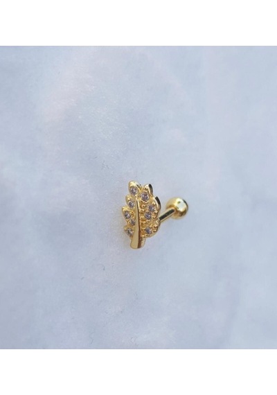 Tragus Piercing Çelik Paslanmaz Yaprak Detaylı Gold - 647561607 Gold