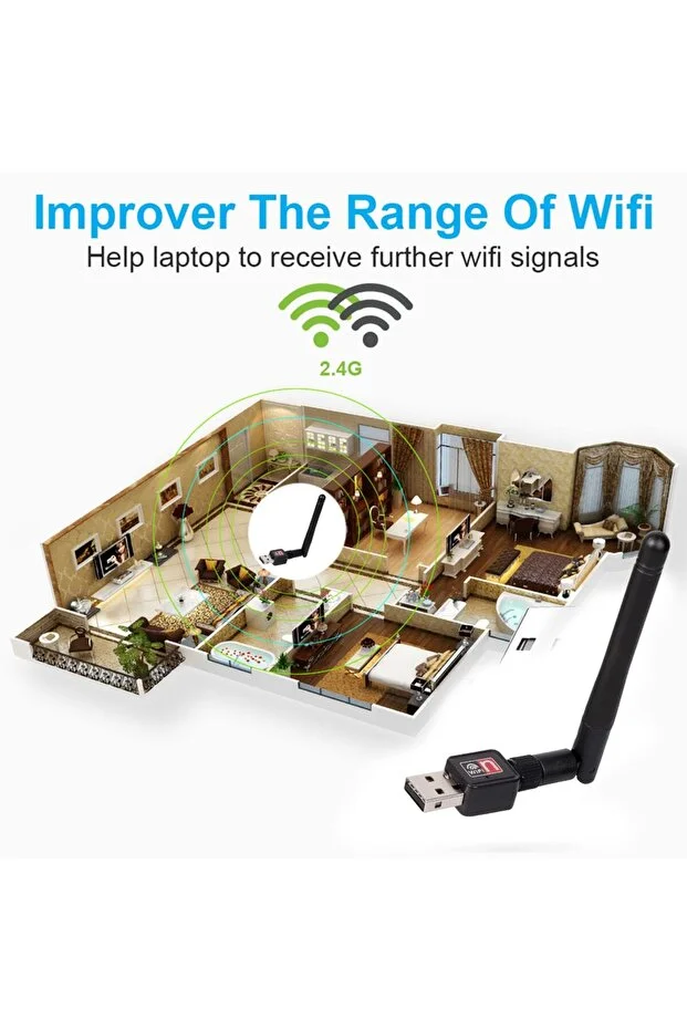 Antenli Usb Kablosuz Wireless 600 Mbps Wifi Çekim Yükseltici Adaptör Pc Ağ Lan Kartı Antenli Güçlendirici