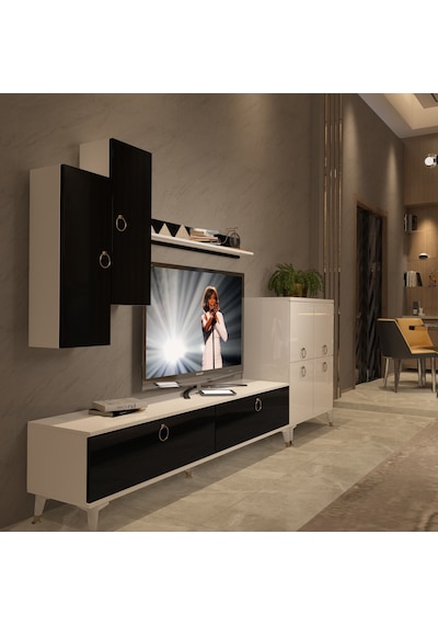 Decoraktiv Eko 6 Mdf Std Gold Tv Ünitesi Tv Sehpası Beyaz - Siyah