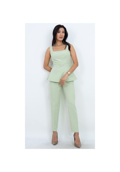 Dorne Moda Özel Koleksiyon Kare Yaka Taş Detaylı Peplum Ceket Pantolon Takım Davet Ve Ofis Şıklığı Yeşil Yeşil Dorne Moda Özel Koleksiyon Kare Yaka Taş Detaylı Peplum Ceket Pantolon Takım Davet Ve Ofis Şıklığı Yeşil Yeşil