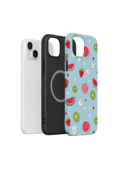Apple iPhone Uyumlu 13 Vorian Çift Katmanlı Magsafe Kılıf Fruit Confetti Sky