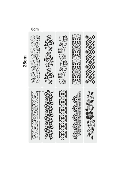 Kk Swords Stencil Tasarım Br054 30 Parça Bordür Set. Set65 Duvar, Eşya,kumaş,fayans Boyama Şablonları Tybrq0aadnıfh8j533