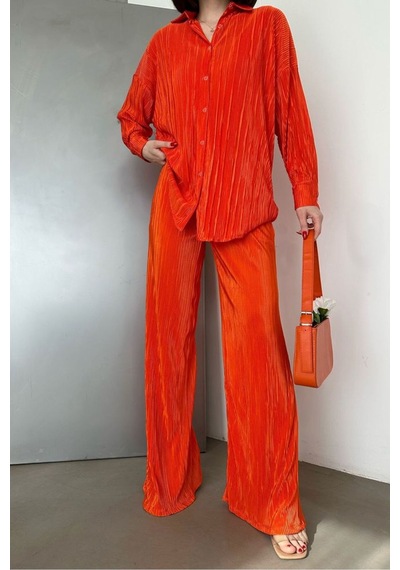 Verymoda Piliseli Pantolon Oranj