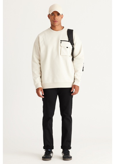 AC&Co / Altınyıldız Classics Erkek Bej Oversize Bol Kesim Bisiklet Yaka %100 Pamuk Sweatshirt Bej AC&Co / Altınyıldız Classics Erkek Bej Oversize Bol Kesim Bisiklet Yaka %100 Pamuk Sweatshirt Bej