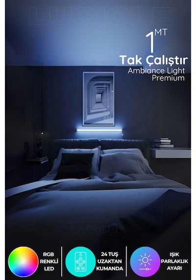Rgb Led Abajur Aplik Gece Lambası Lambader Renkli Uzaktan Kumandalı Işık - Ledtube1