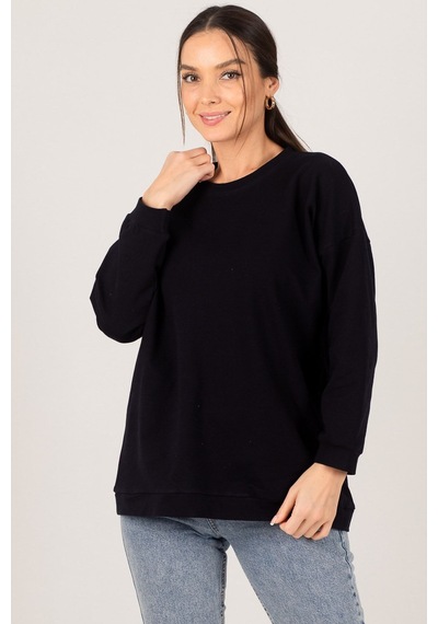 Armonika Kadın Lacivert Yuvarlak Yaka Oversize Sweatshirt Arm-22k024027
