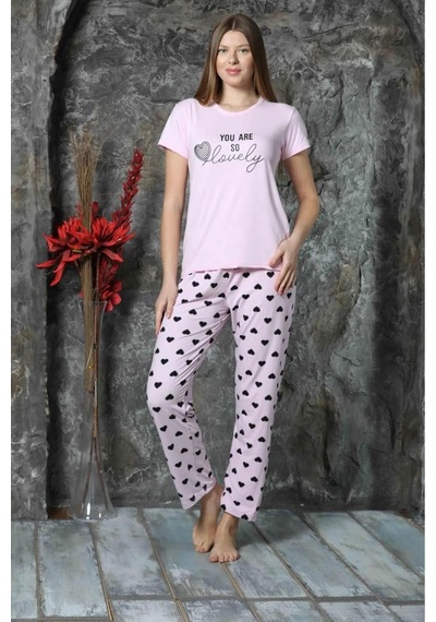 Sude Charme Kadın Milan Bisiklet Yaka Kısa Kol Pijama Takımı K300/514- 1 Adet 001