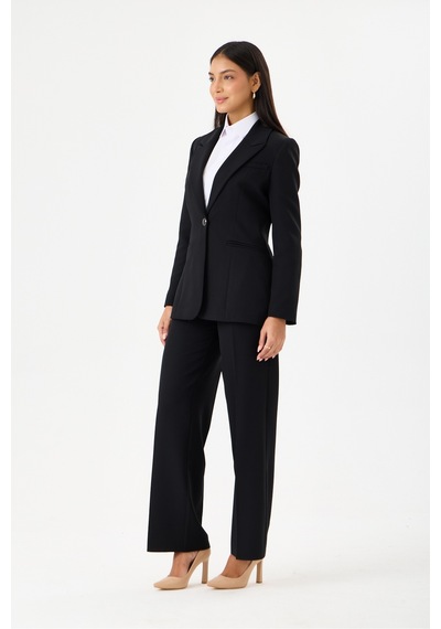 Velnara Moda Klasik Tek Düğme Ceket & Boru Paça Pantolon- Kadın Takım Elbise Siyah - Velnara Tasarımı Siyah - 918589140 Siyah