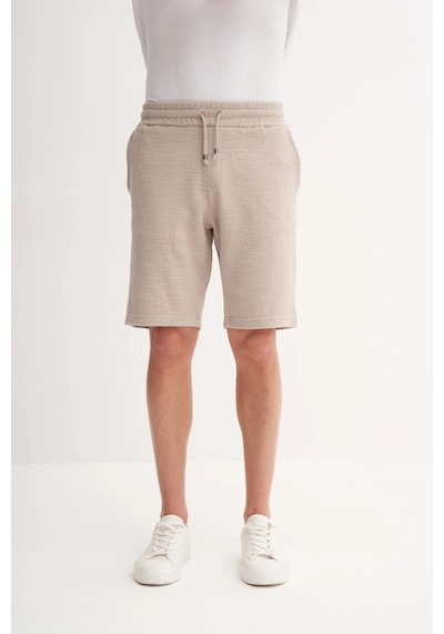 Cazador Jakarlı Regular Fit Örme Bermuda Şort 6073 Bej Bej