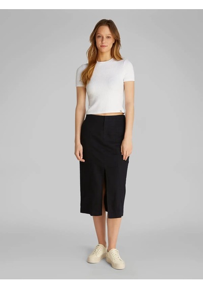 Calvin Klein Soft Lınen Mıdı Skırt Siyah Kadın Etek