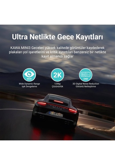 Kawa Mini 3 1296p Wdr 135 Geniş Açı Lens Araç Kamerası Sku: Smg8690010069276