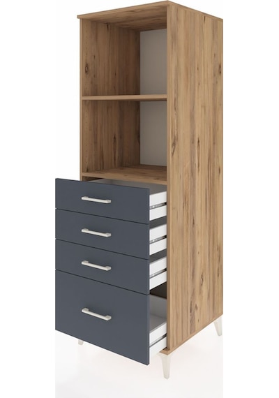 Kronos Dolap 2 Raflı 4 Çekmeceli 60x59x182 Çam-antrasit Atlas Çam