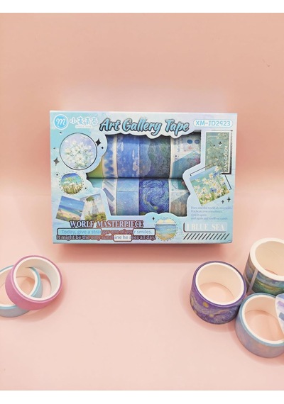 Tr Art Vintage Washi Tape Bant Yapışkanlı Maskeleme Kağıdı Desenli Bant 12'li - Mavi Van Gogh Tabloları