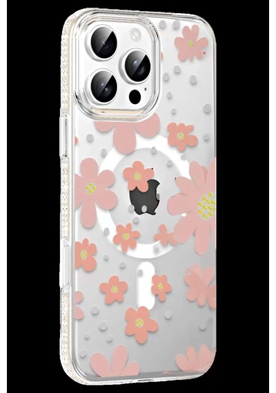 İphone 16 Pro Max Floral Magsafe Kapak - Pembe