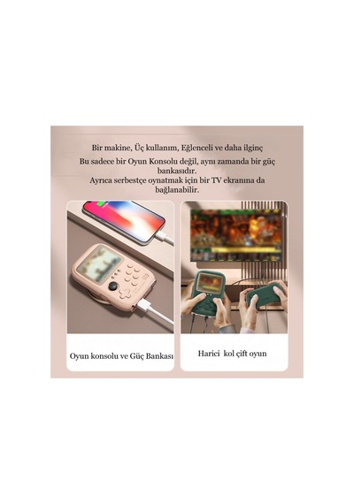 Taşınabilir Mini Oyun Konsolu İos-type-c Hızlı Çift Şarj Girişli Power Bank 3.2inç Retro 10000 Oyun Bej - 790976883