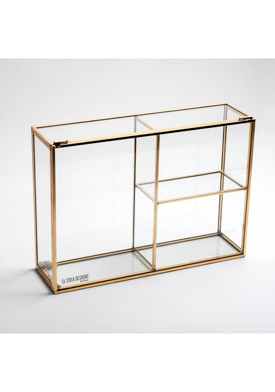 3 Bölmeli Cam Organizer Pirinç & Gold