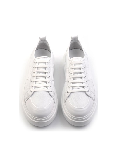 Bambi Beyaz Hakiki Deri Erkek Sneaker E01083018003 Beyaz