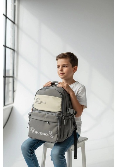 Backpack Çok Bölmeli Okul & Günlük Sırt Çantası Gri