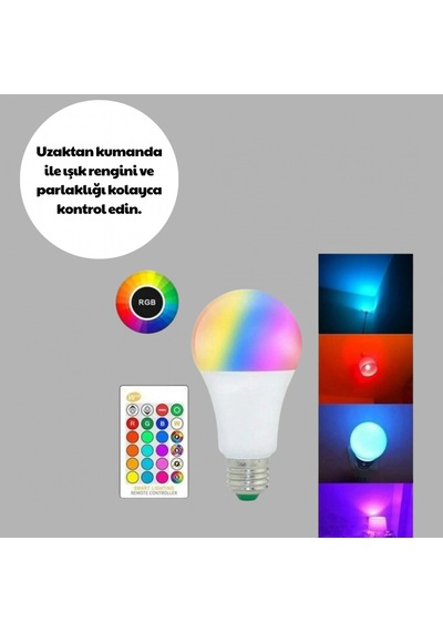 Rgb Led Ampul 16 Renk Uzaktan Kumandalı Enerji Tasarruflu E27 Led Ampul