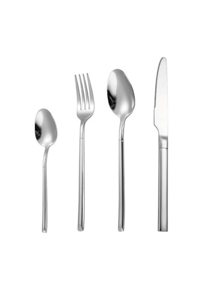 Çelik 24 Parça 6 Kişilik Gri Yemek Kaşık Çatal Bıçak Set Cin739by Çok Renkli