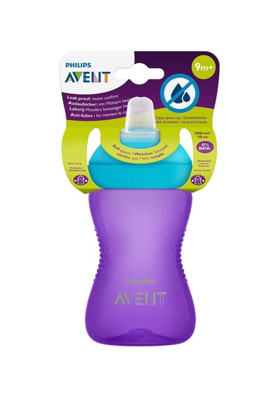 Avent Yumuşak Uçlu Alıştırma Bardağı, 9 Ay, 300 Mililitre, Mor, Scf802/02 Çok Renkli