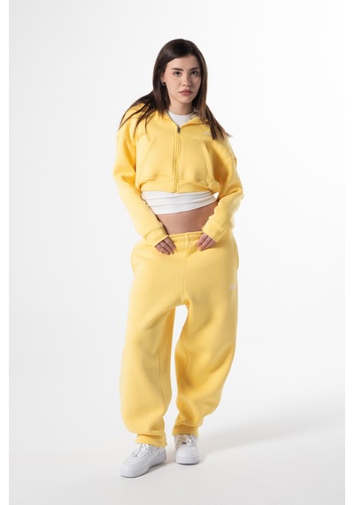 Flaw Nakışlı Zip Crop-28836 Sarı