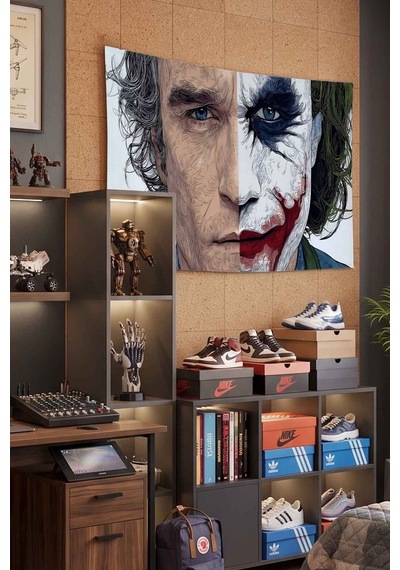 Joker Erkek Portresi Dekoratif Duvar Örtüsü Duvar Halısı Beyaz
