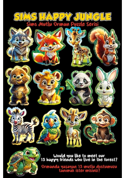 Sims Puzzle Bebekler İçin İlk Puzzle Yapboz Baby Orman - 1 Yaş Üstü Montessori Eğitici Oyuncak A04