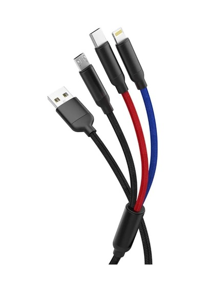 Hızlı Şarj Ve Data Aktarım Kablosu, 60w - 3a Usb A, Type C Usb C , Micro Usb, Lightning Uyumlu 3 Ü 1 Arada Çoklu Kablo