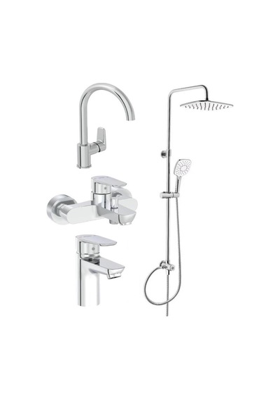 Artema Flow Soft Lavabo Eviye Banyo Batarya + Artema A45787 LS20 Joy 3S Robot Duş Takımı Krom