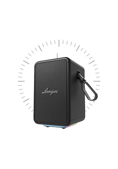 Lenyes S874 Su Geçirmez Özellikli Rgb Işıklı Askılı Taşınabilir Tws Bluetooth Hoparlör V5.3 Siyah
