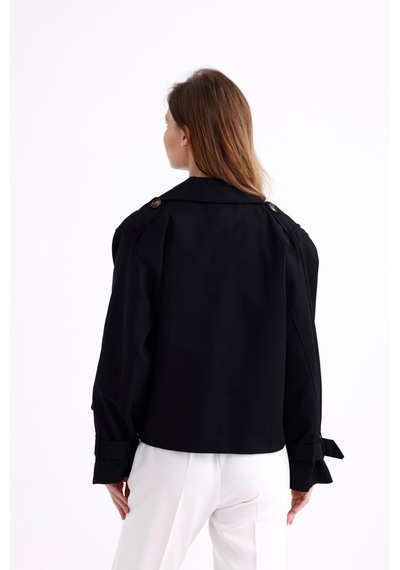 Pastelastore %100 Pamuk Gabardin Astarlı Oversize Geniş Kalıp Kadın Crop Kısa Trençkot 1122 Siyah Pastelastore %100 Pamuk Gabardin Astarlı Oversize Geniş Kalıp Kadın Crop Kısa Trençkot 1122 Siyah