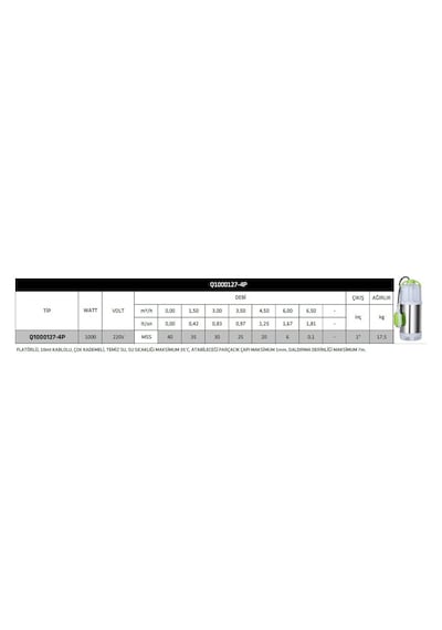 Q1000127-4P Impo Keson Kuyu Dalgıç Pompası - 40 Metreye Basar-100