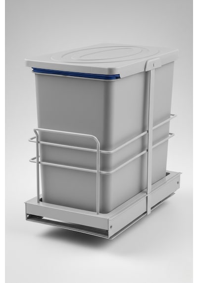 Cassone 24 Litre, Dolap İçi Raylı Gri, Otomatik Çöp Kovası , Kapak Genişliği 40 Cm. Açık Gri