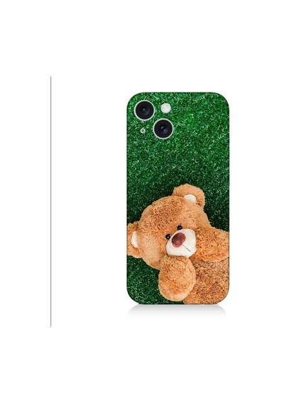 Apple Uyumlu iPhone 15 Plus Sevimli Kahverengi Ayı Desenli Silikon Kılıf