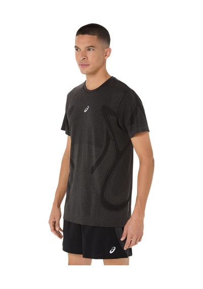 Asics Road Seamless Ss Top Erkek Siyah Beyaz Tshirt 2011d355-001 Siyah - Beyaz