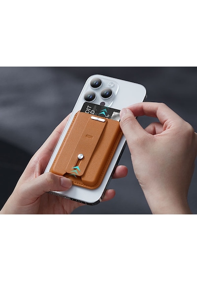 Esr Halolock Magsafe Uyumlu Ayarlanabilir 3 Kartlık Yüzüklü Suni Deri Cüzdan - Caramel Brown Karamel Kahve Açık Kahverengi