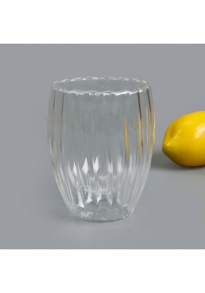 Perottii Stripe Çift Cidarlı Bardak - Şeffaf - 350 Ml Renkli