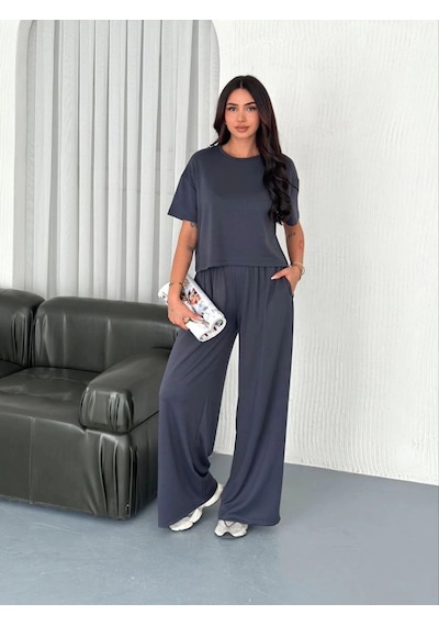 Freedom Store Kadın Osy Modal Yumuşak Dokulu Kumaş Bisiklet Yaka T-shirt Bol Paça Pantalon İkili Takım -antrasit Freedom Store Kadın Osy Modal Yumuşak Dokulu Kumaş Bisiklet Yaka T-shirt Bol Paça Pantalon İkili Takım -antrasit