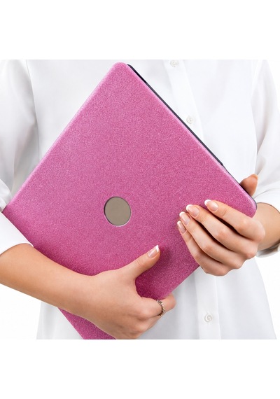 Macbook Pro 14.2 Kılıf A2442 A2779 A2918 A2992 M1-m5 Simli Sert Kapak Açık Pembe